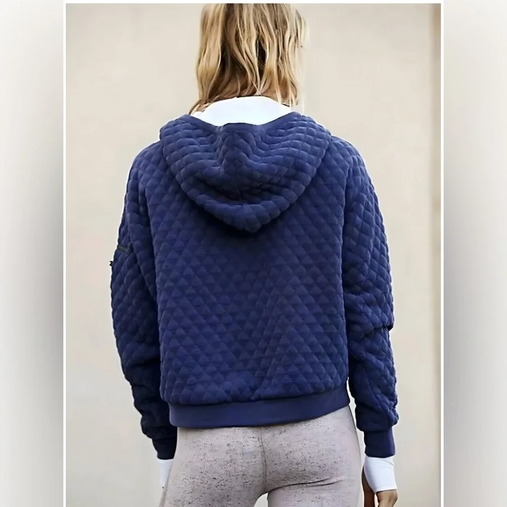 Free People Movement Oversized Quilted Hoodie Jacket Full Zip Dark Gray | Size M - Picture 6 of 16